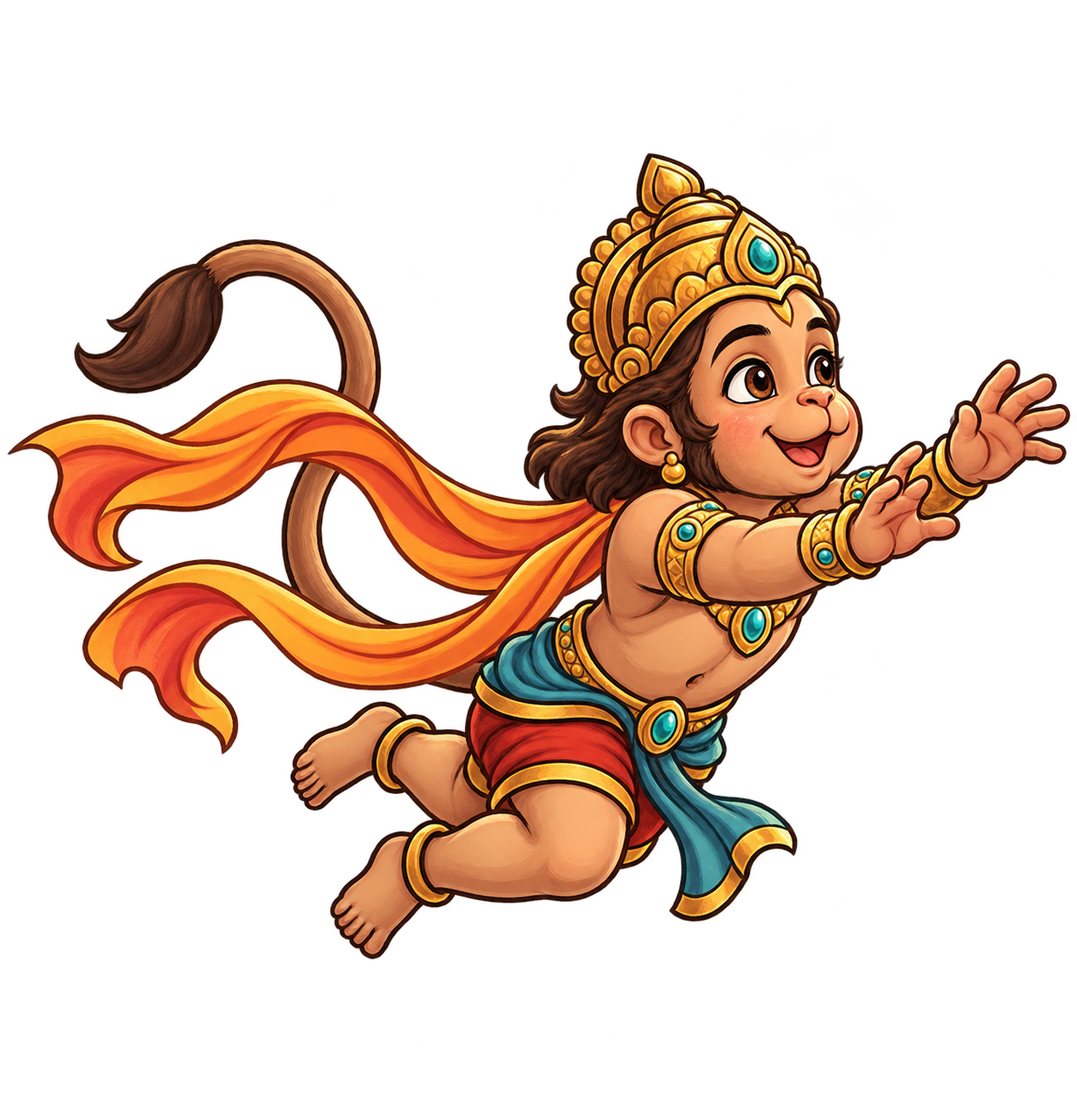 A delighted child Hanuman reaching toward the Sun